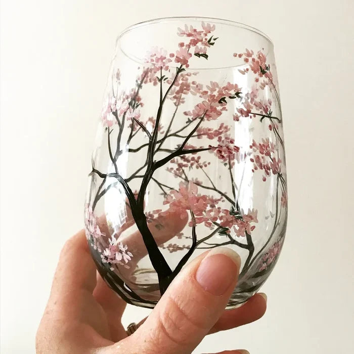 Handbemalte Weingläser mit Baum-Motiv für jede Jahreszeit 7
