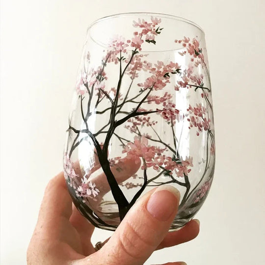 Handbemalte Weingläser mit Baum-Motiv für jede Jahreszeit 7