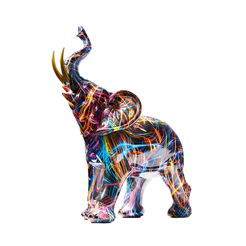 Handgefertigte Elefant-Skulptur Bunt Kunstharz Dekoration 0