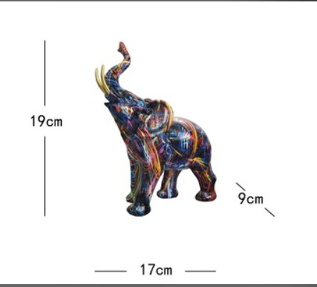 Handgefertigte Elefant-Skulptur Bunt Kunstharz Dekoration 3
