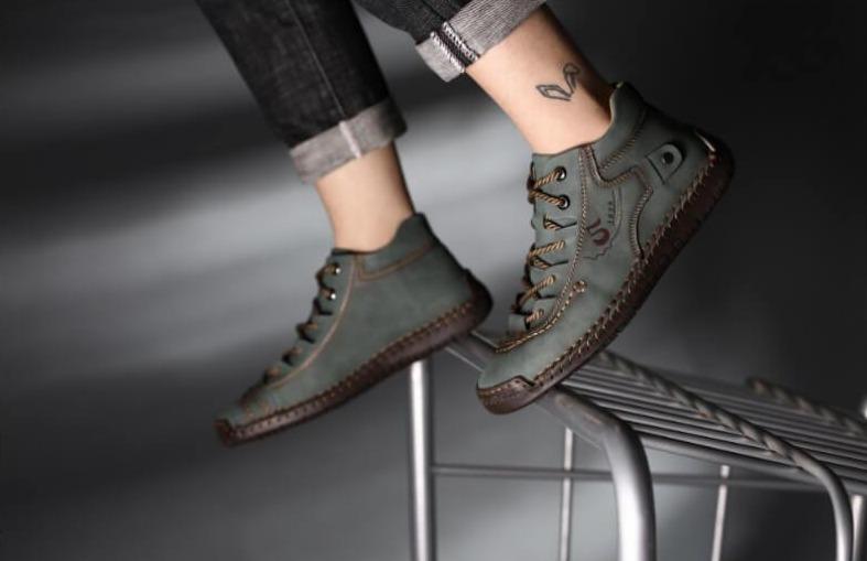 Handgenähte Vintage Lederstiefeletten