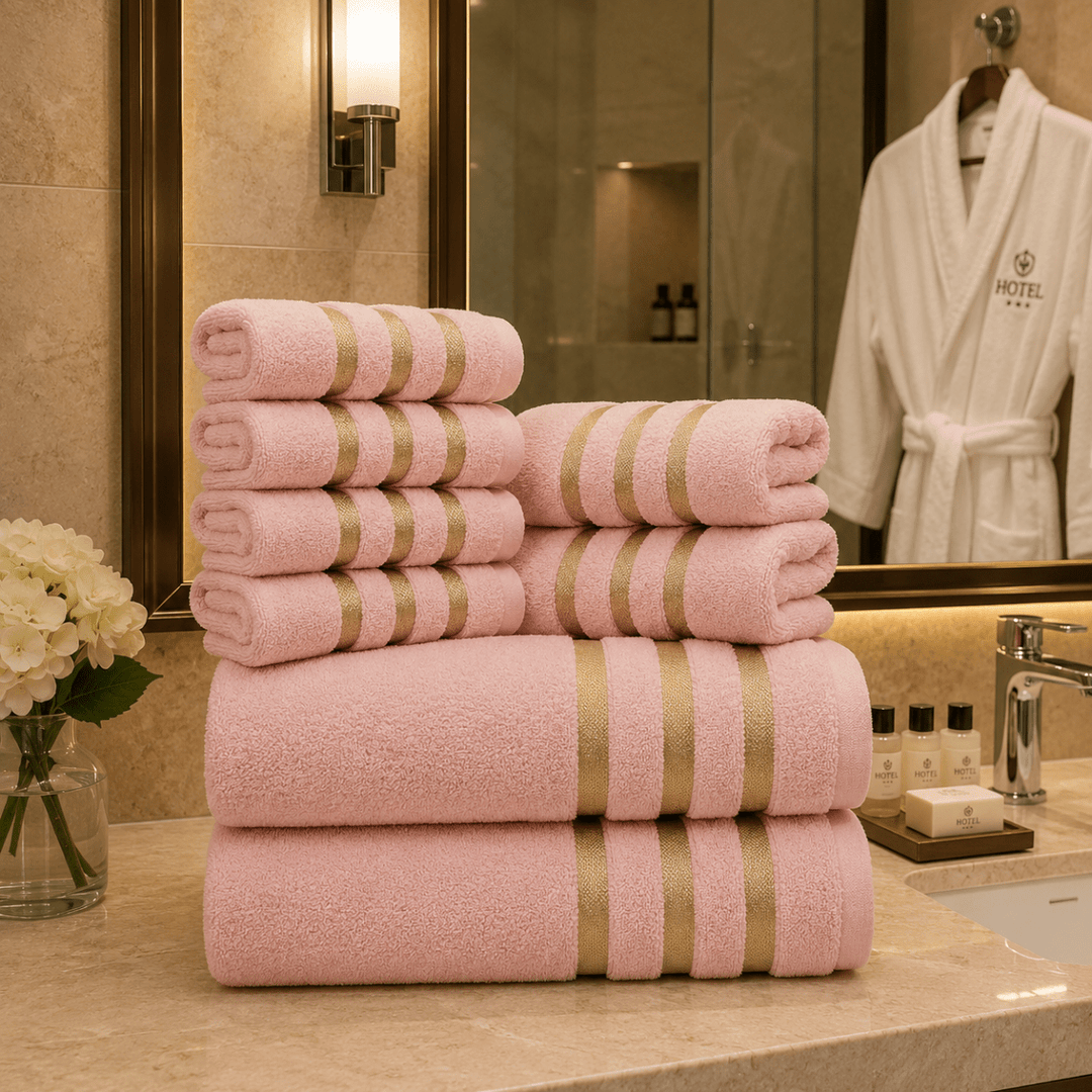 Handtuchset 8-teilig für Badezimmer und Spa, Stilvolles Handtücher Set für die ganze Familie 1
