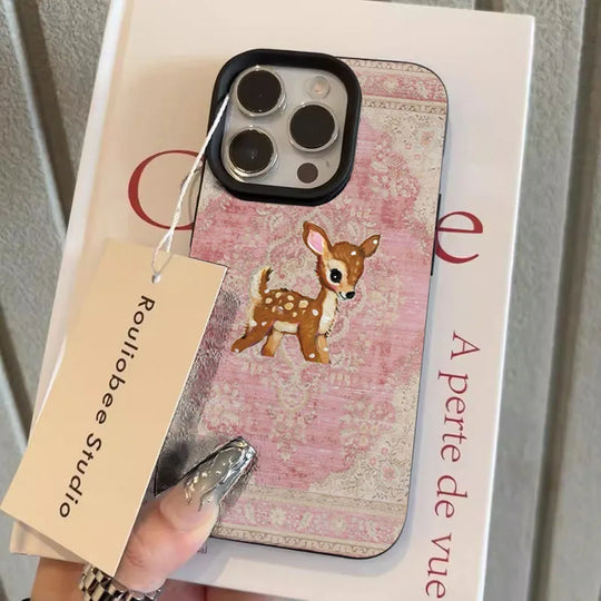 Handyhülle mit Vintage Blume und Hirsch für iPhone 10