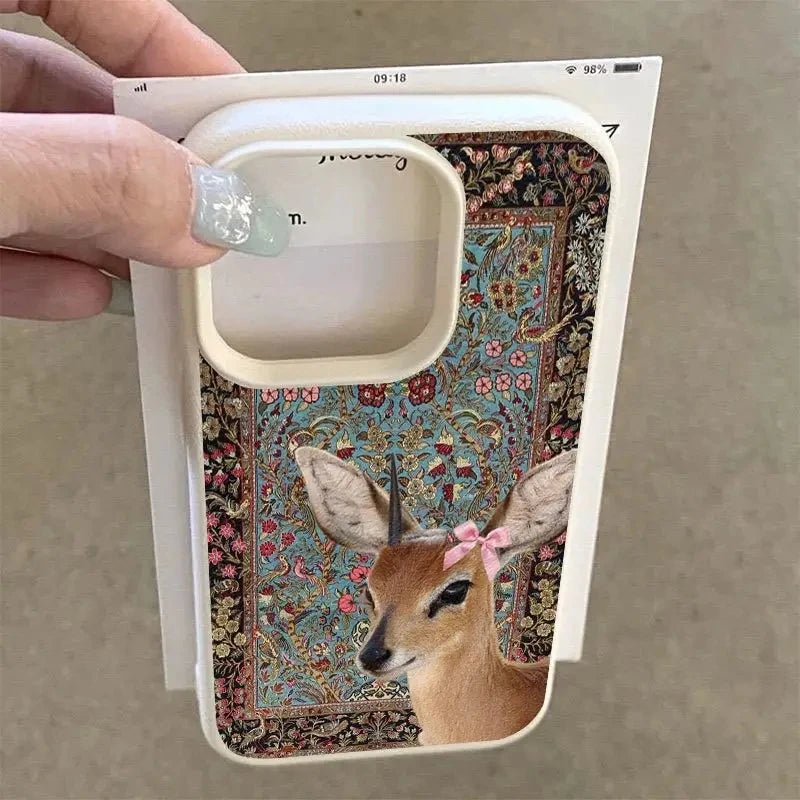 Handyhülle mit Vintage Blume und Hirsch für iPhone 2