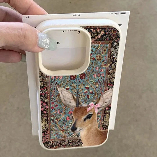 Handyhülle mit Vintage Blume und Hirsch für iPhone 2