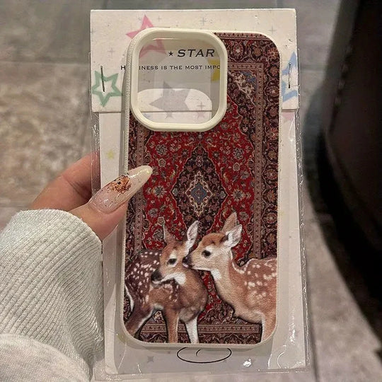 Handyhülle mit Vintage Blume und Hirsch für iPhone 4