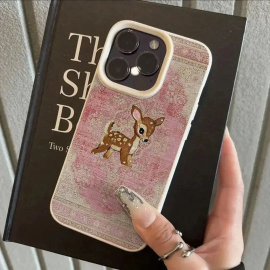 Handyhülle mit Vintage Blume und Hirsch für iPhone 7