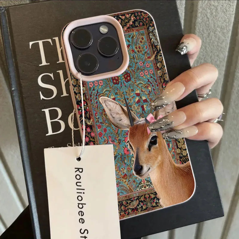Handyhülle mit Vintage Blume und Hirsch für iPhone 9