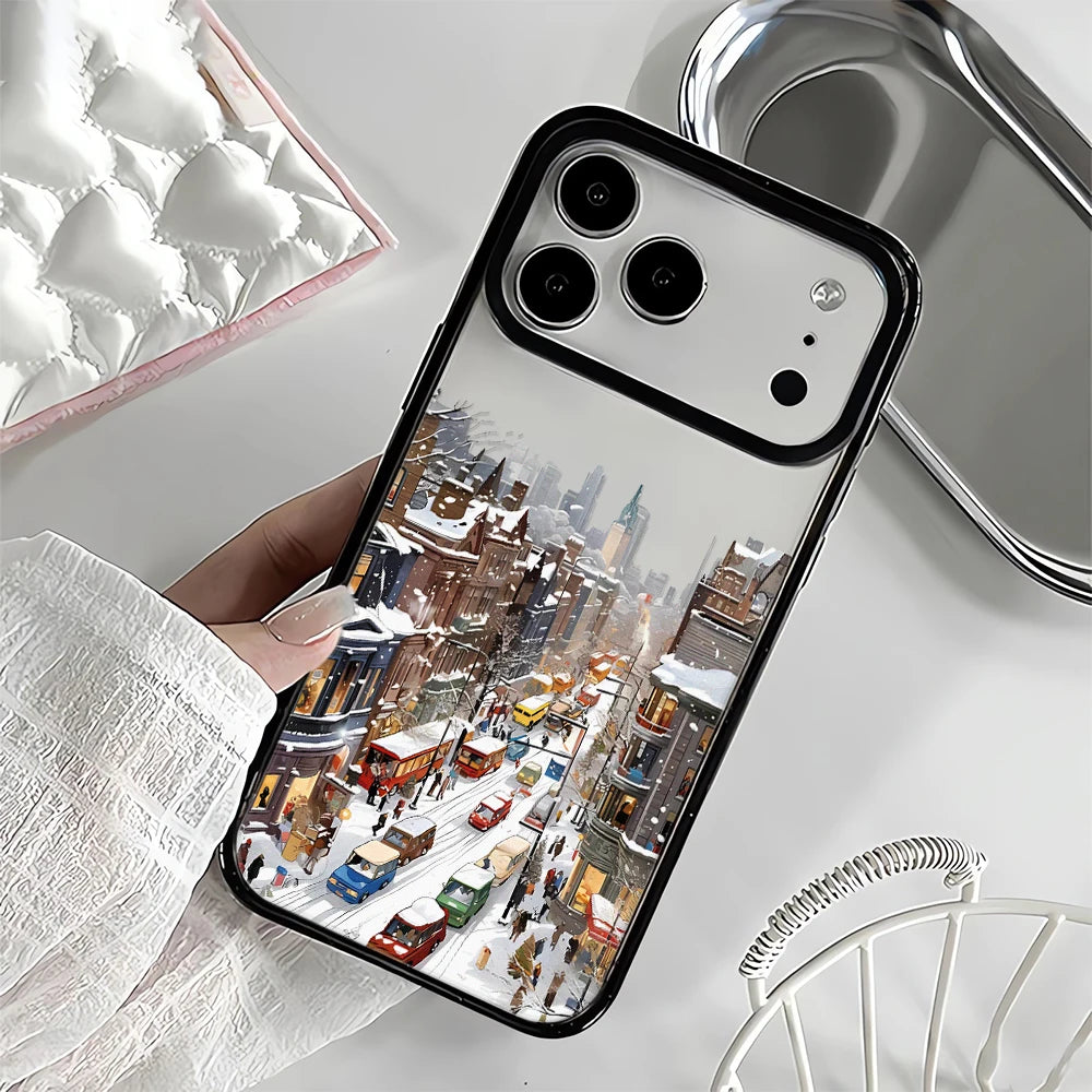Handytasche für iPhone mit Schneeansicht und Landschaftsdesign 1
