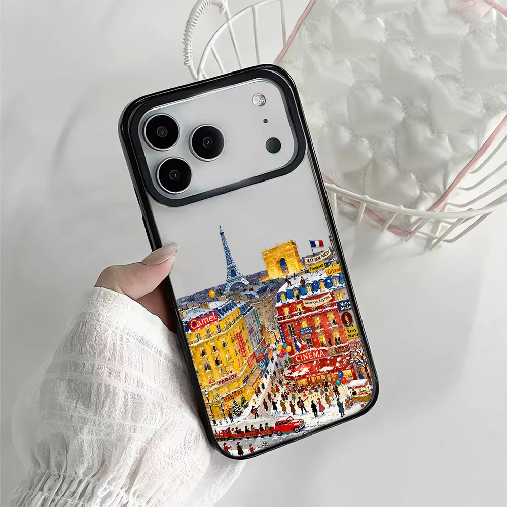 Handytasche für iPhone mit Schneeansicht und Landschaftsdesign 10
