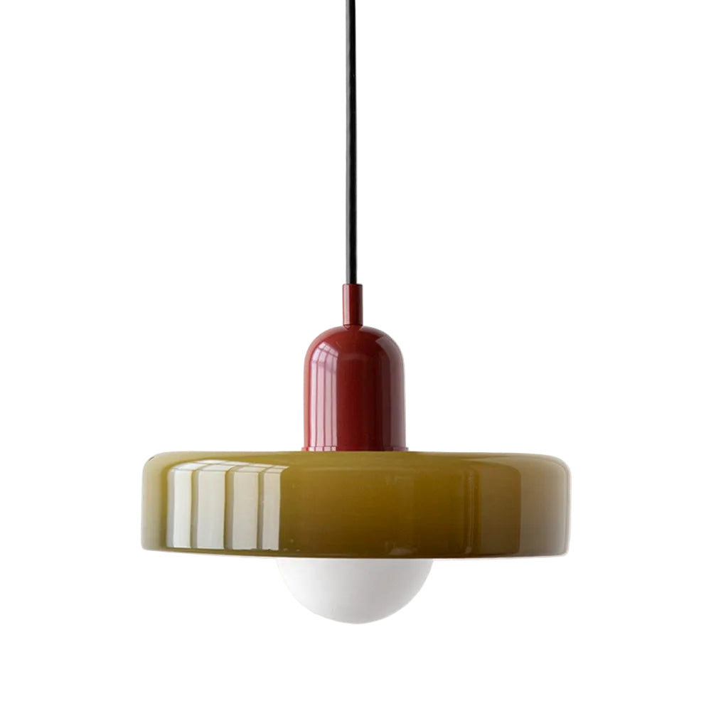 Hängelampe aus buntem Glas im modernen Design 0