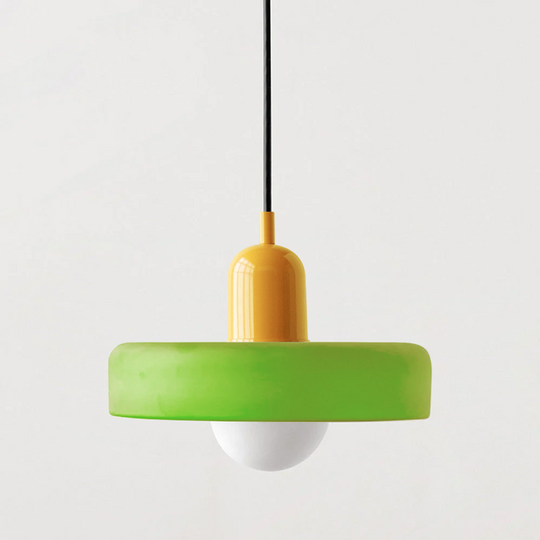 Hängelampe aus buntem Glas im modernen Design 14