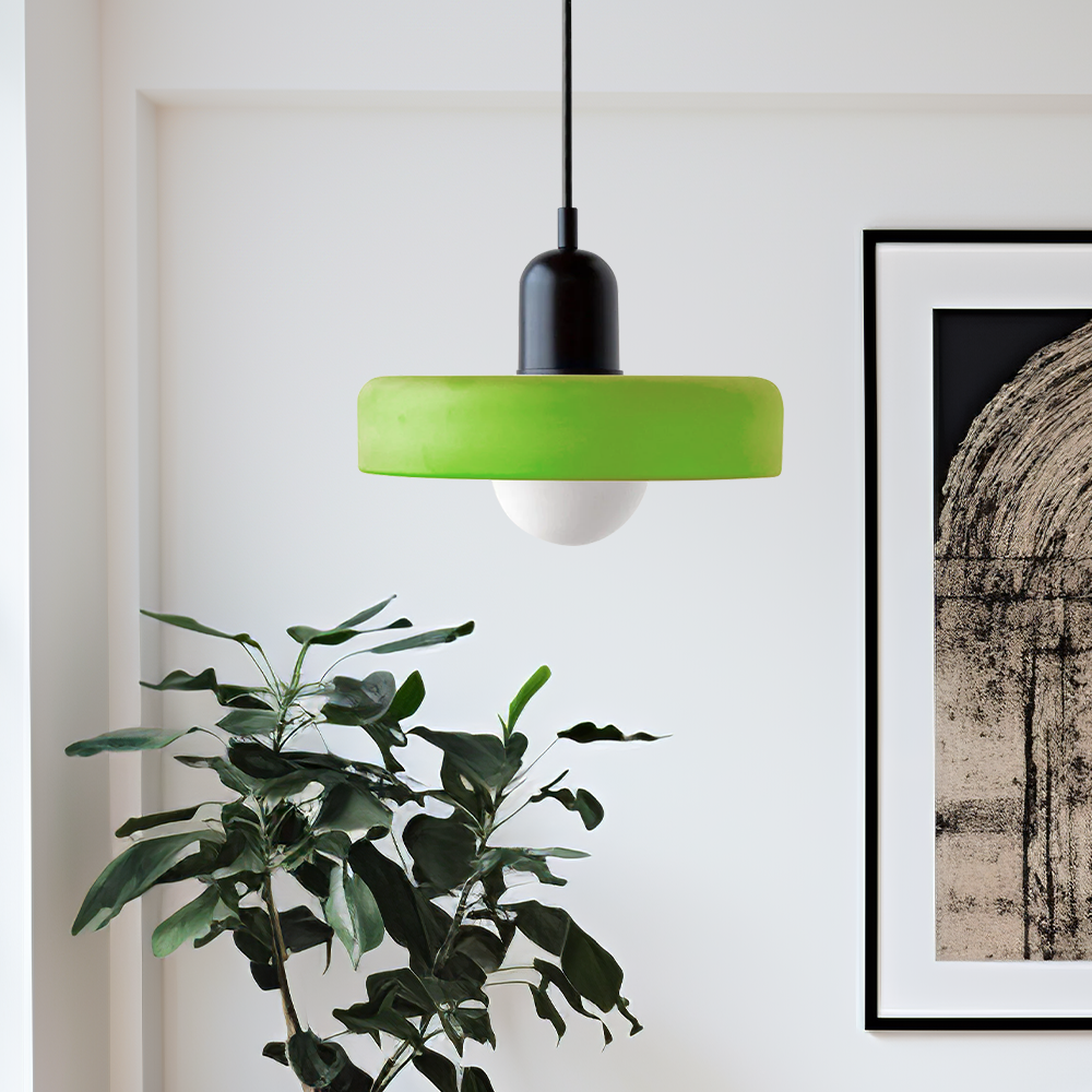 Hängelampe aus buntem Glas im modernen Design 28