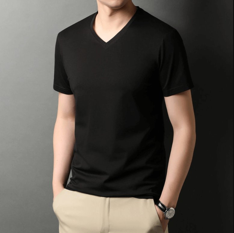 Herren Slim Fit T-Shirt Mit V-Ausschnitt