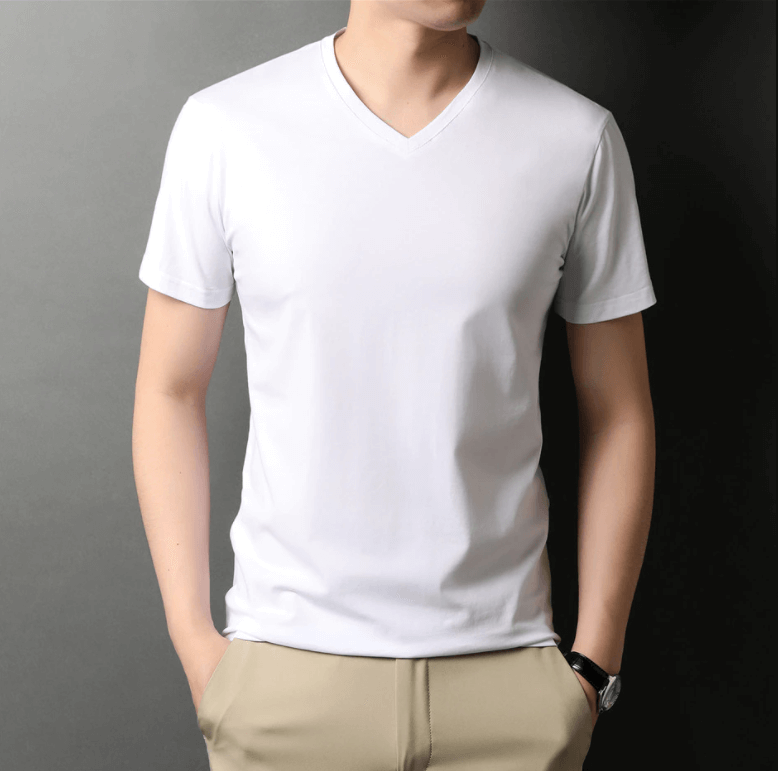 Herren Slim Fit T-Shirt Mit V-Ausschnitt