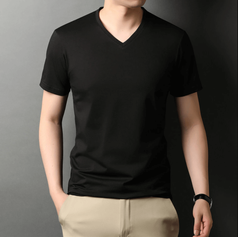 Herren Slim Fit T-Shirt Mit V-Ausschnitt