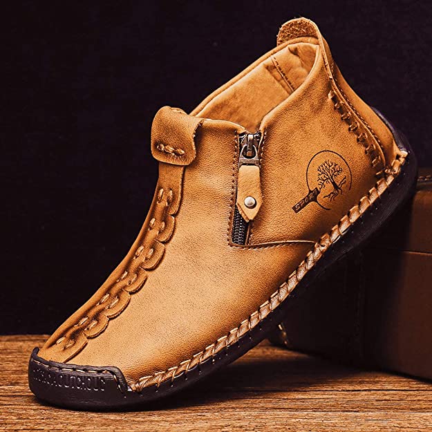 Herren Vintage Hand Genäht Stiefelette