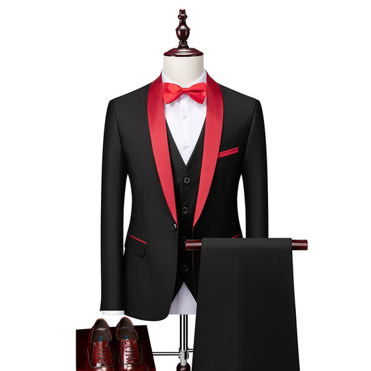Herren 3-teiliges Anzug-Set Slim Fit Wolle 4