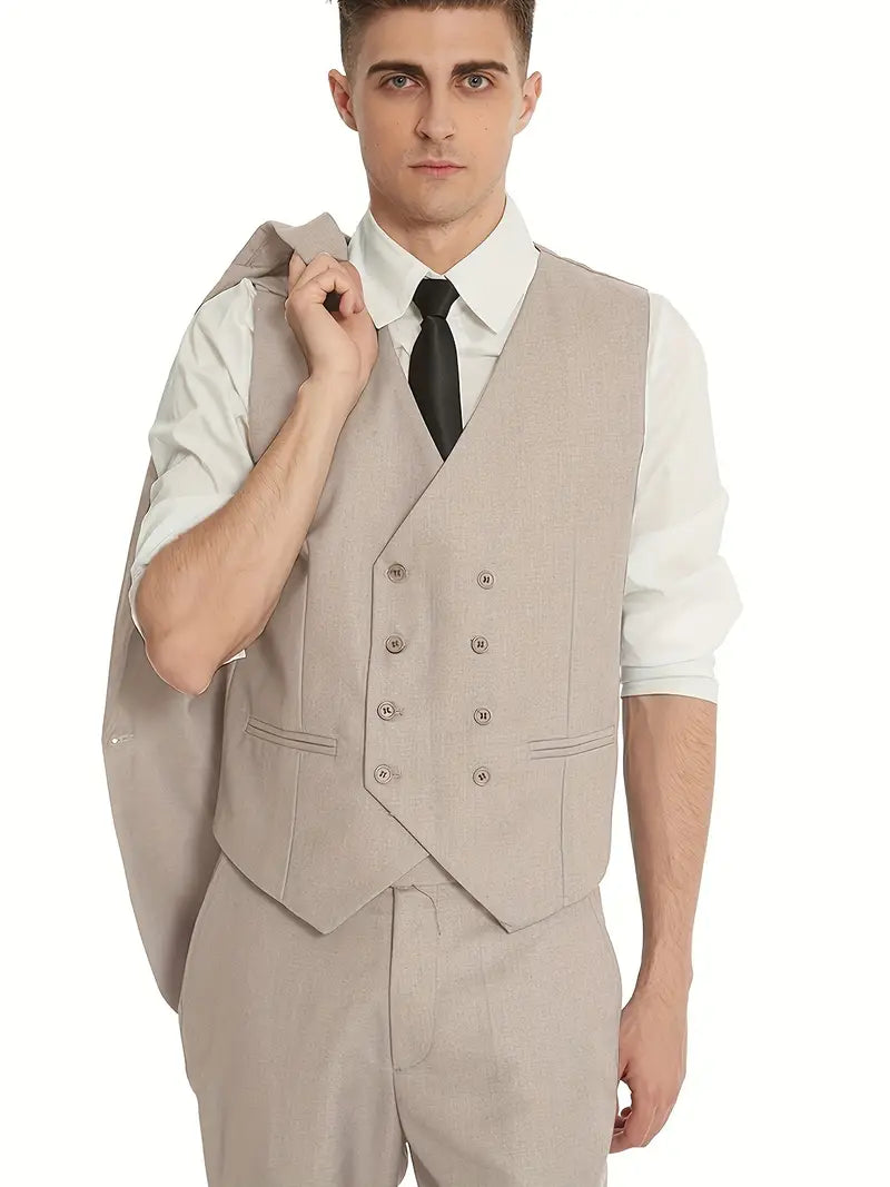 Herren Anzug Set 3-teilig Blazer, Weste und Hosen für Business und Freizeit 2