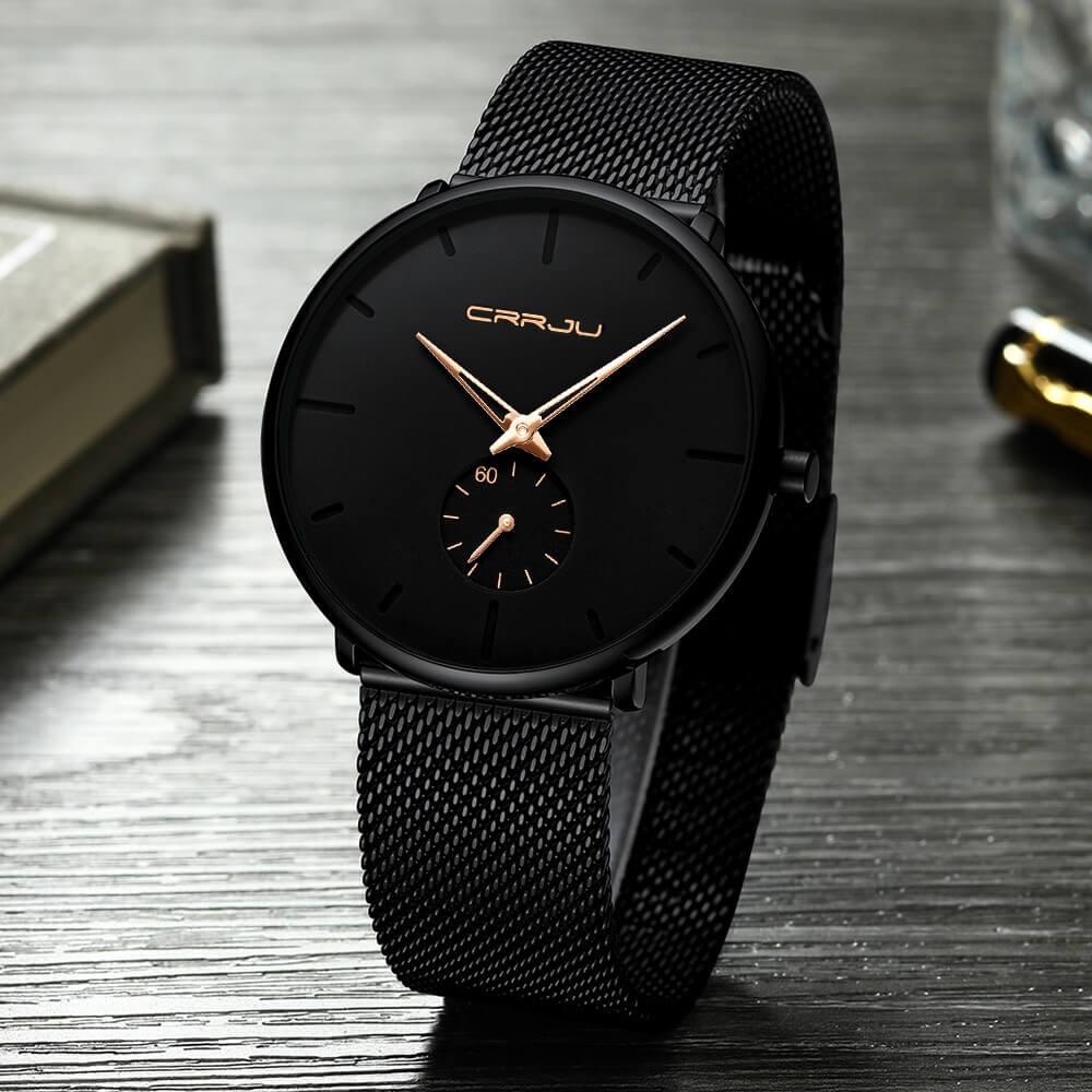 Herren Armbanduhr Minimalistisch Edelstahl Blau 3
