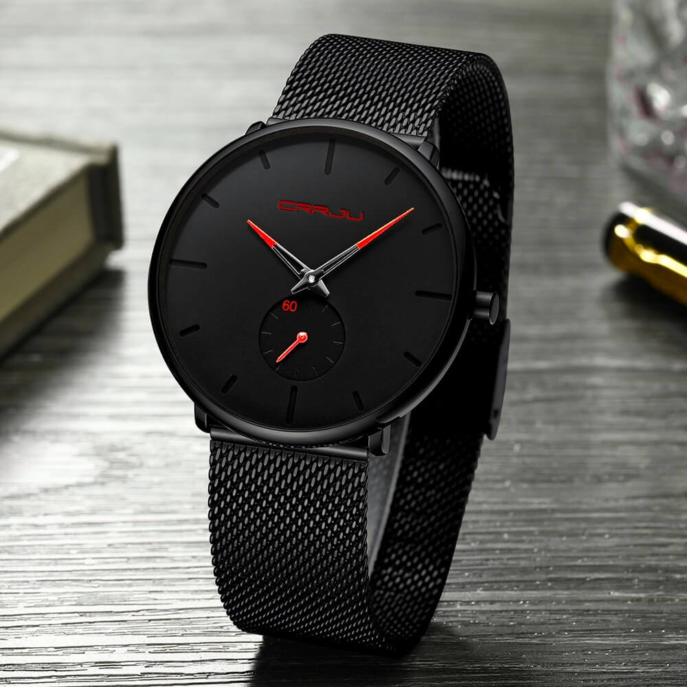 Herren Armbanduhr Minimalistisch Edelstahl Blau 4