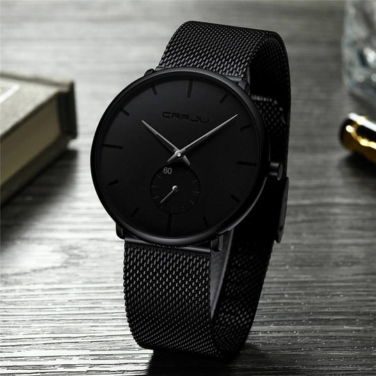 Herren Armbanduhr Minimalistisch Edelstahl Blau 5