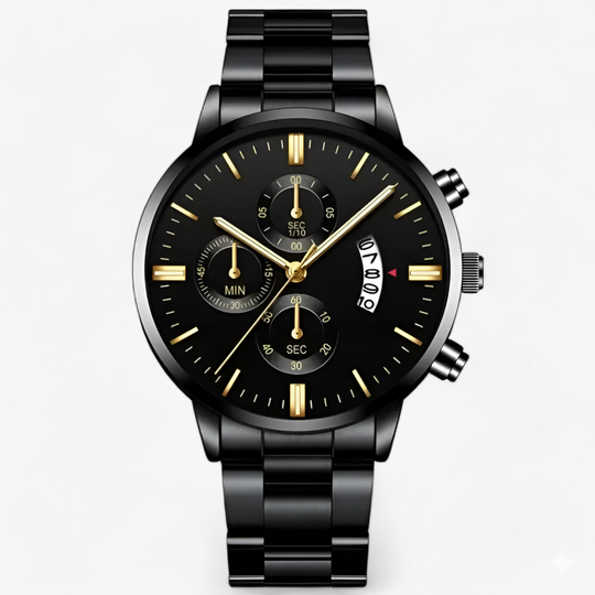 Herren Armbanduhr Quarz Schwarz Titanstahl mit Kalenderfunktion 1