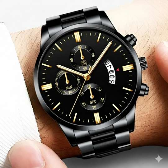 Herren Armbanduhr Quarz Schwarz Titanstahl mit Kalenderfunktion 2