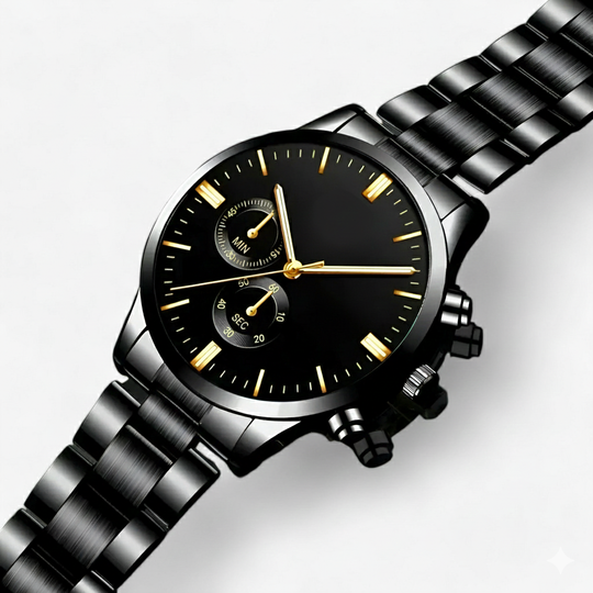 Herren Armbanduhr Quarz Schwarz Titanstahl mit Kalenderfunktion 3