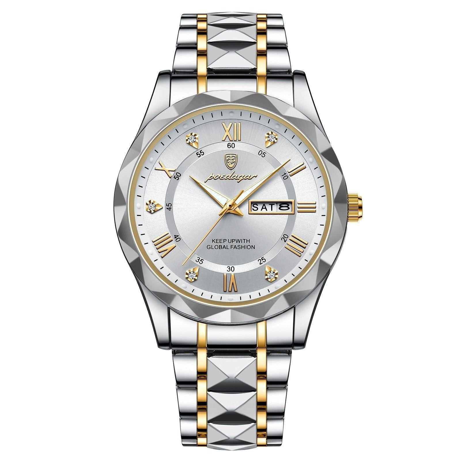 Herren Armbanduhr Wasserdicht Modernes Design Edelstahl Quarz 10