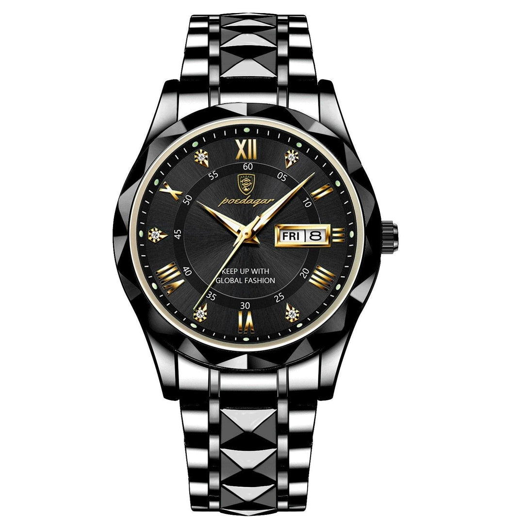 Herren Armbanduhr Wasserdicht Modernes Design Edelstahl Quarz 12