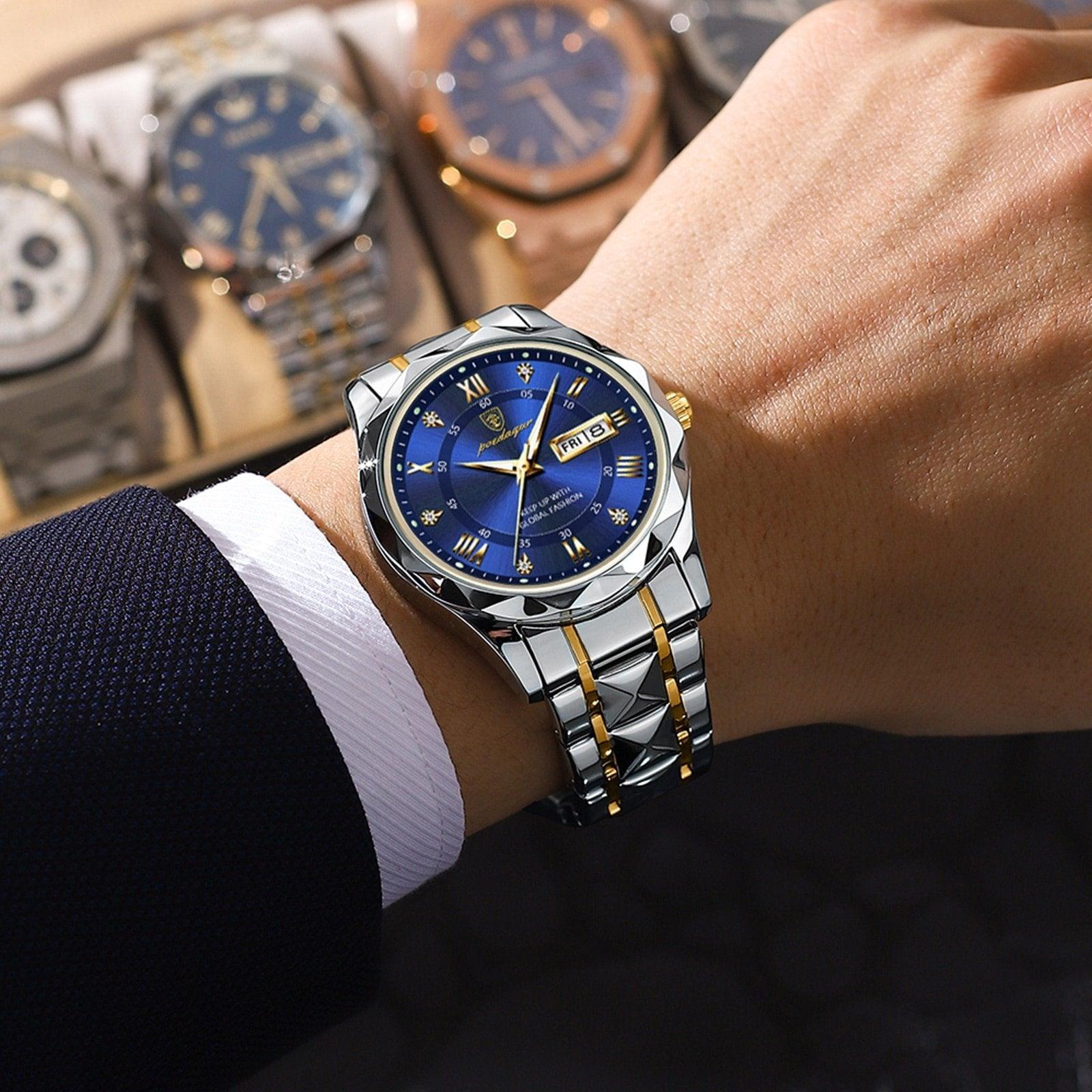 Herren Armbanduhr Wasserdicht Modernes Design Edelstahl Quarz 2