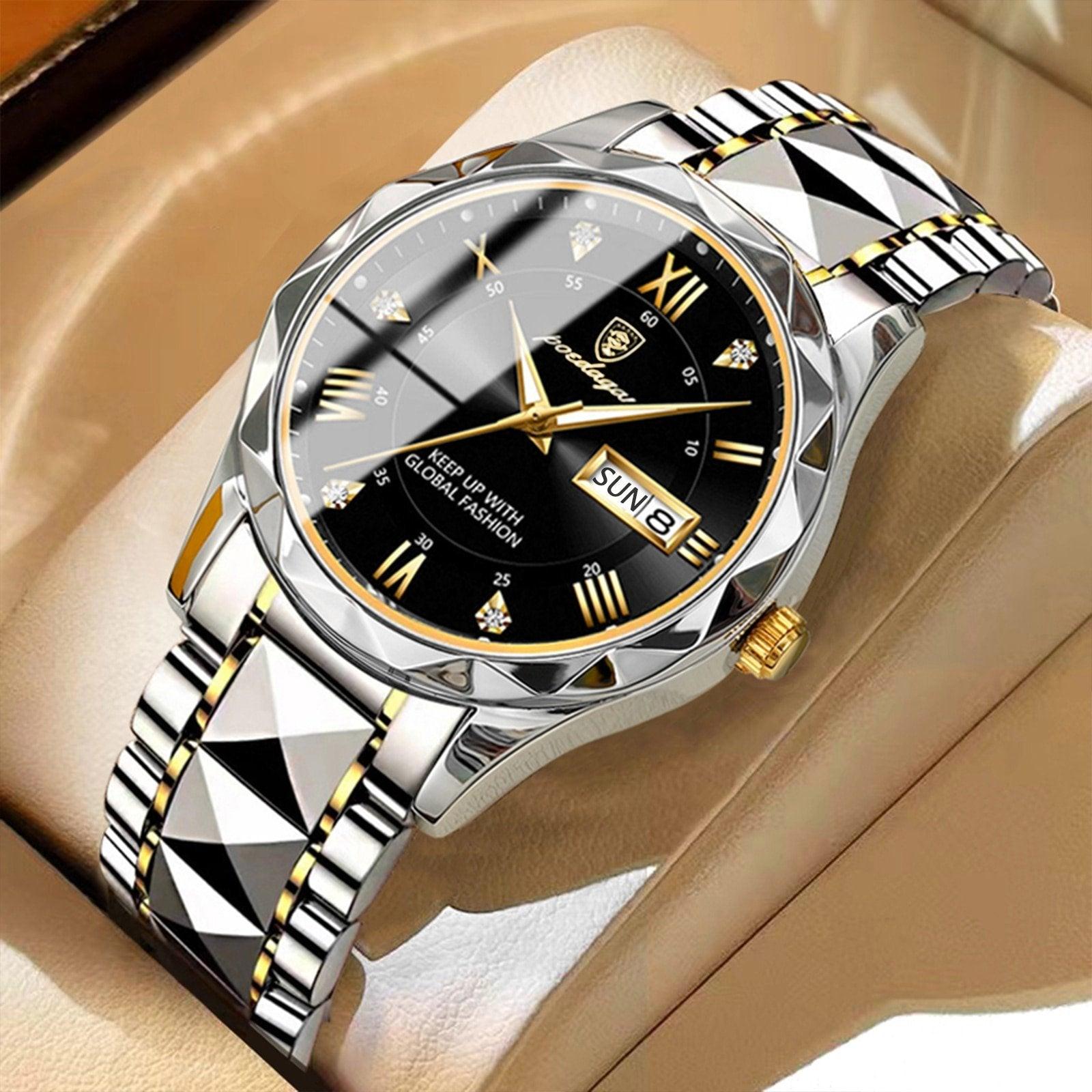 Herren Armbanduhr Wasserdicht Modernes Design Edelstahl Quarz 3