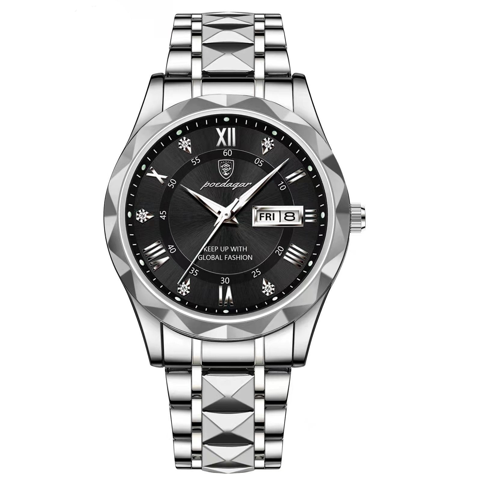 Herren Armbanduhr Wasserdicht Modernes Design Edelstahl Quarz 9