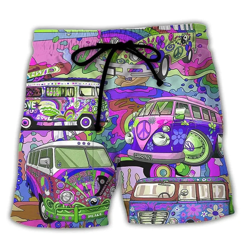 Herren Badehose Graffiti Design Sommer Shorts 4