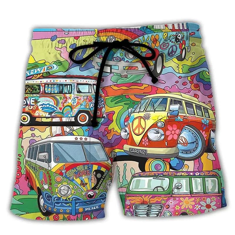 Herren Badehose Graffiti Design Sommer Shorts 5