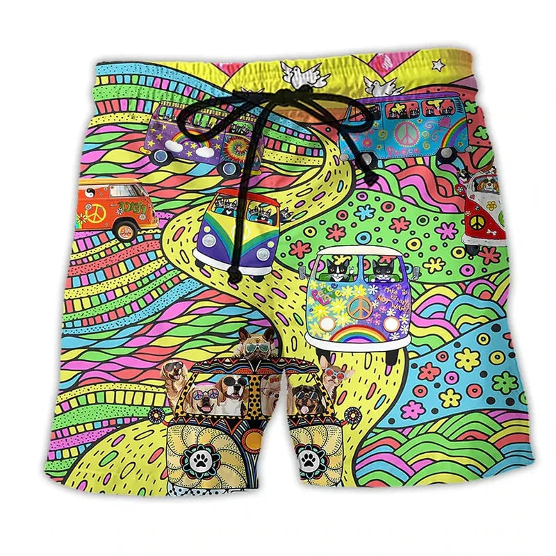 Herren Badehose Graffiti Design Sommer Shorts 6