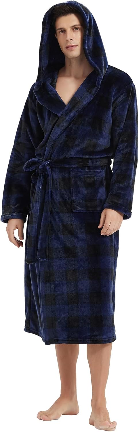 Herren Bademantel Lang Mit Geräumigen Taschen Und Verstellbarem Taillengürtel 9