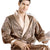 Herren Bademantel Satin Mit Goldprint Luxuriös Und Bequem 0