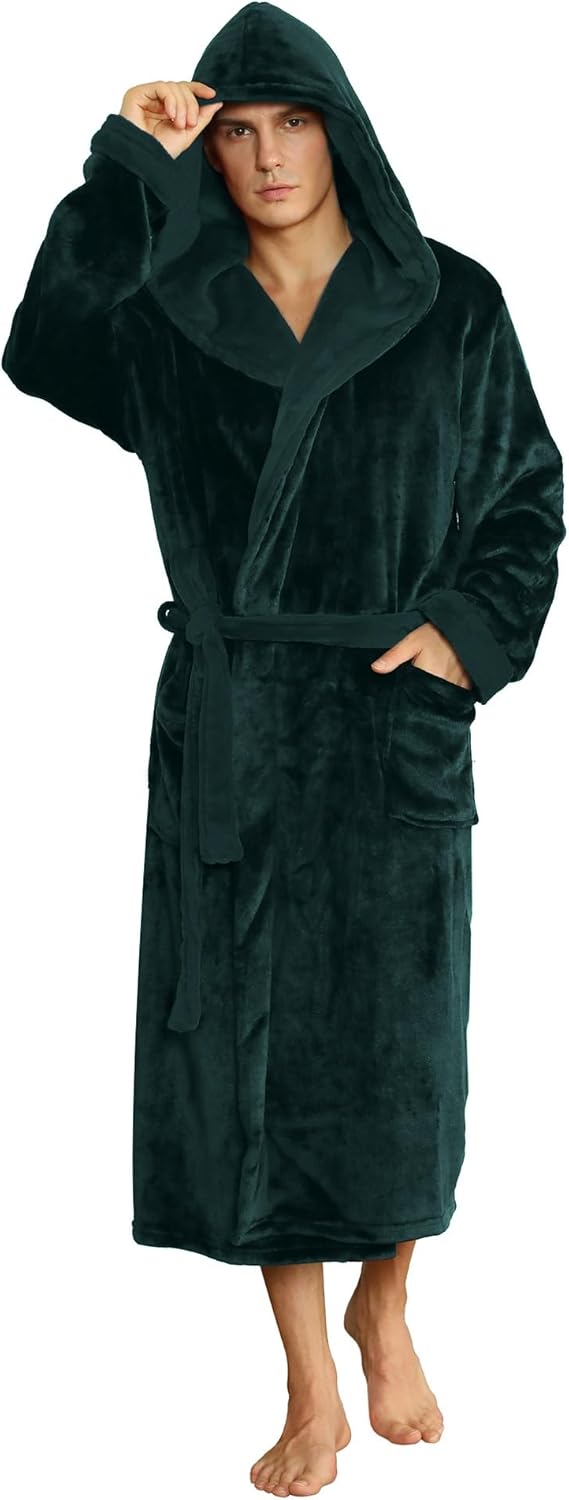Herren Bademantel mit Kapuze und zweifarbigem Design 1