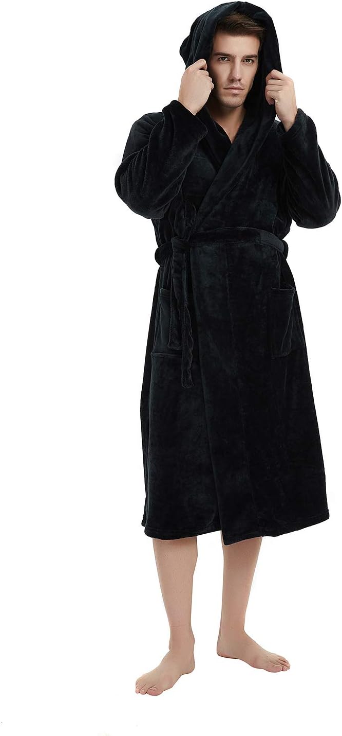 Herren Bademantel mit Kapuze und zweifarbigem Design 10