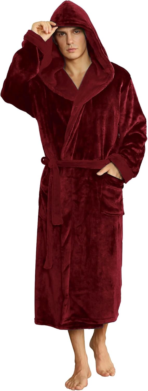 Herren Bademantel mit Kapuze und zweifarbigem Design 14