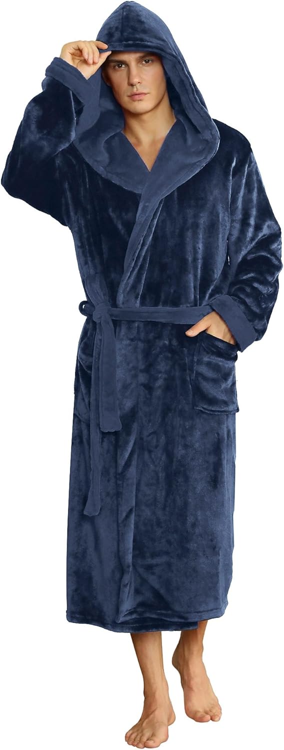 Herren Bademantel mit Kapuze und zweifarbigem Design 9