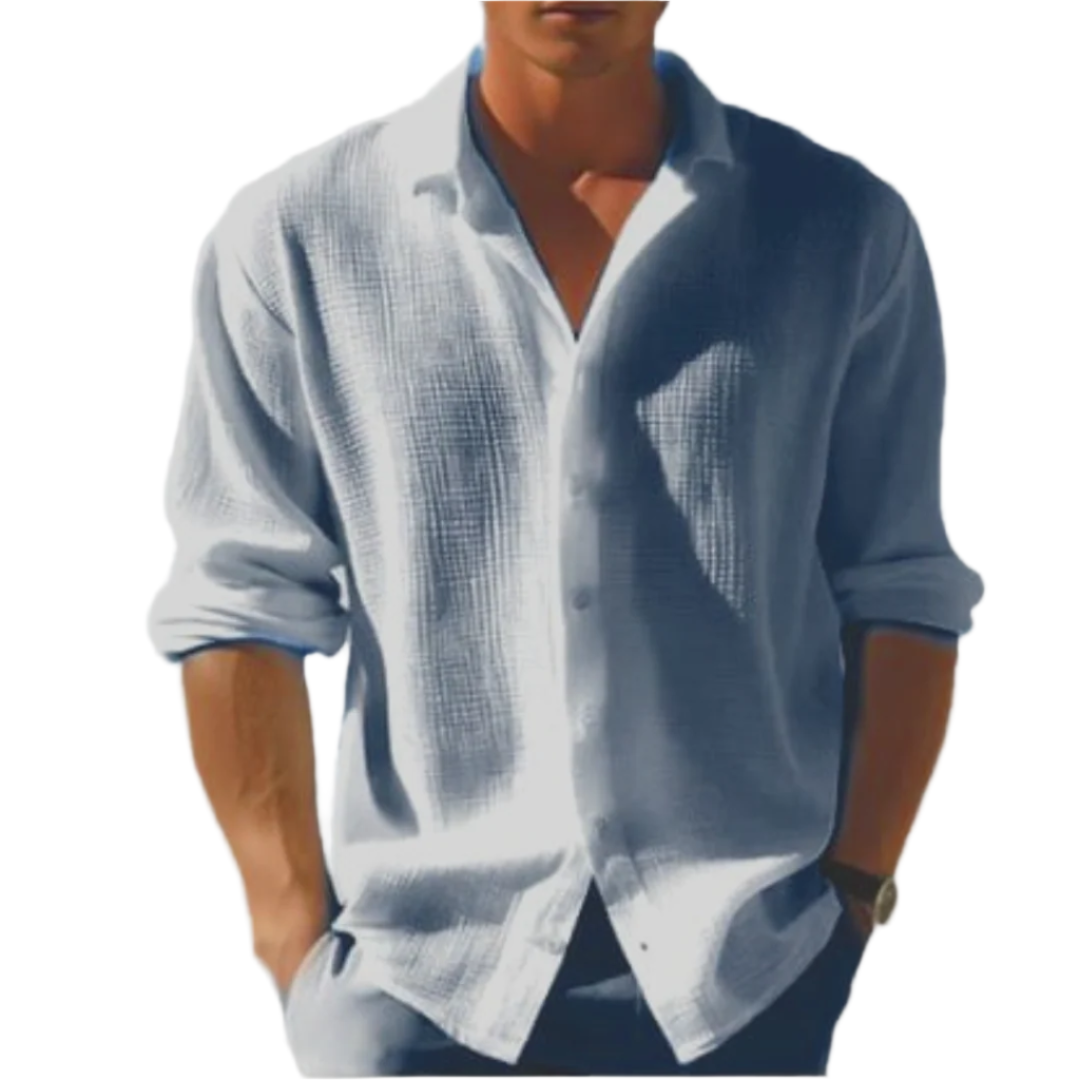 Herren Button-Down Hemd Langarm Unifarben 0