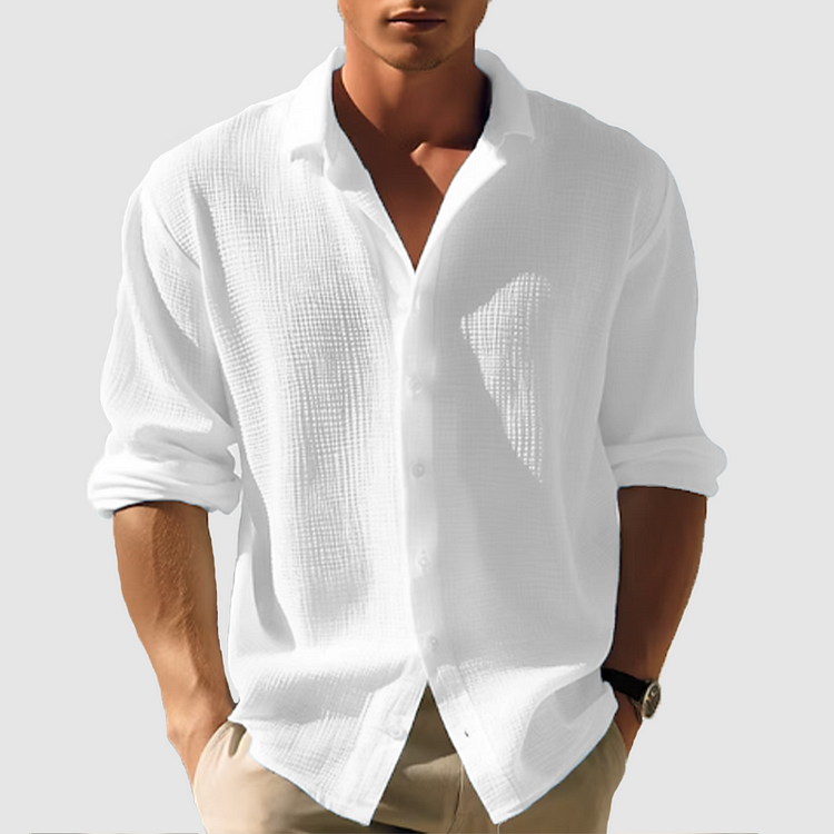Herren Button-Down Hemd Langarm Unifarben 1