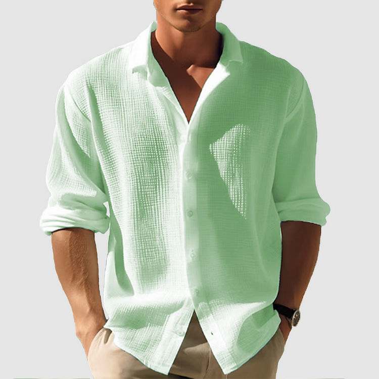 Herren Button-Down Hemd Langarm Unifarben 2