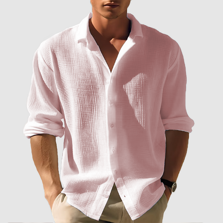 Herren Button-Down Hemd Langarm Unifarben 3