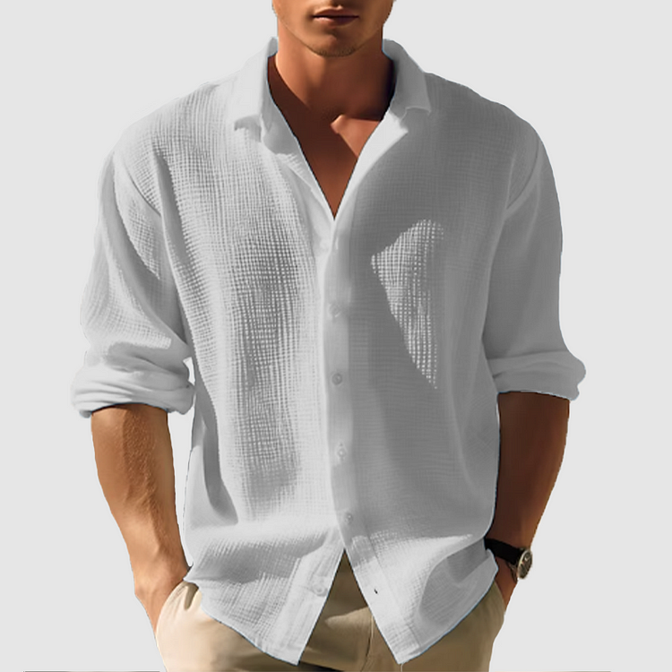Herren Button-Down Hemd Langarm Unifarben 4