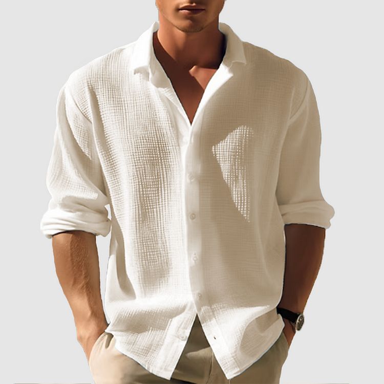 Herren Button-Down Hemd Langarm Unifarben 5