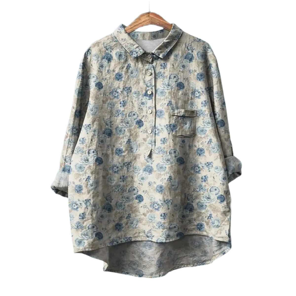 Herren Button-Up Hemd mit Blumenmuster und taillierter Passform 0